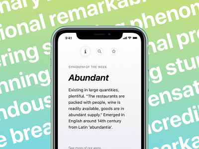 Synonims app application dark mode design gradient interface product design typography