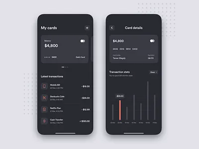 Personal Finance - App Concept banking app credit card dark mode finance finance app fintech app mobile banking money transfer ui ux