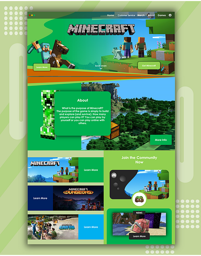 Minecraft concept landing page concept landing page design minecraft