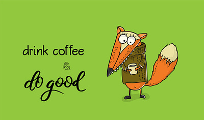 coffe character coffee fox funny animals quotes