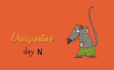 Quarantine with coffee animal animals character covid19 doodle funny character rat sketch
