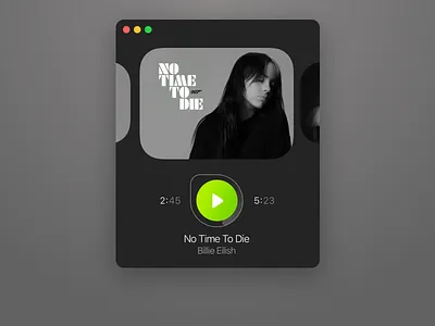 Mini Music Player billie eilish cover dark gray green mac macos macosx minimal music play player rounded time window