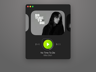 Mini Music Player billie eilish cover dark gray green mac macos macosx minimal music play player rounded time window