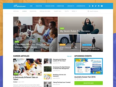 Graduan Homepage articles career concept graduate landing page ui user interface website