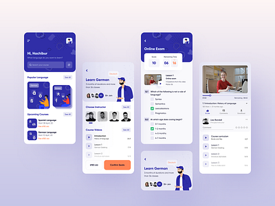 Language Course App app design application course app dribbble dribbble best shot elearning language learning learning management system learning platform mobile mobile app mobile app design online teaching ui ux