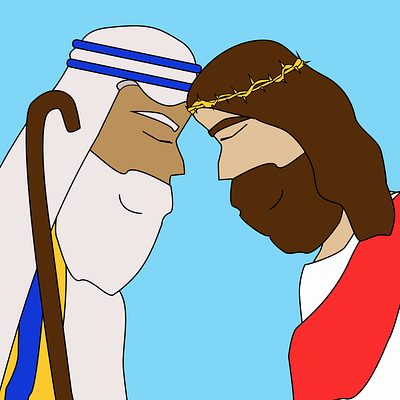 Moses and Jesus, Happy Easter! illustration