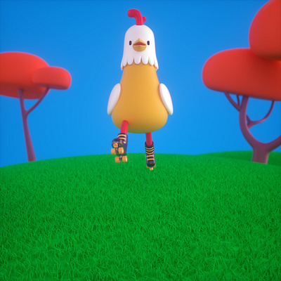 Chicken In Roller Skates 3d 3d art adobe photoshop animation character character design cinema4d design illustration octanerender