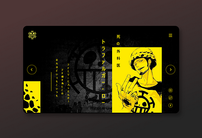 Website - One Piece - Trafalgar Law anime cartoon dailyui dark theme design japanese landing page design law one piece trafalgar ui userinterface web webdesign