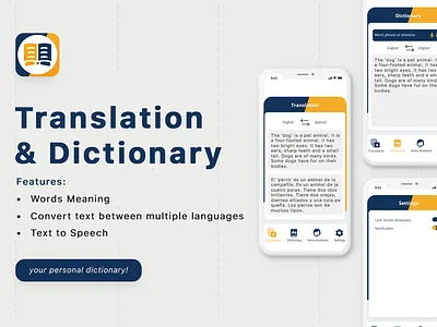 Dictionary And Translator App UI Design app design app designer design mockup ui ui design uiux