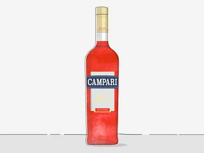 Campari alcohol aperativo bar bitter bottle cocktail drink food illustration milano paint print spritz