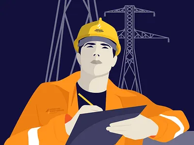 Power Services Safety Officer flat health hse illustration officer portrait safety safety pin transmission