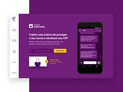 Finance Website alerts app desktop finance fraud hero home mobile purple signup sms vertical menu