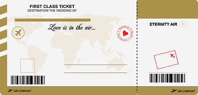 Wedding Invitation Plane Ticket design illustrator vector wedding wedding invitation wedding invite