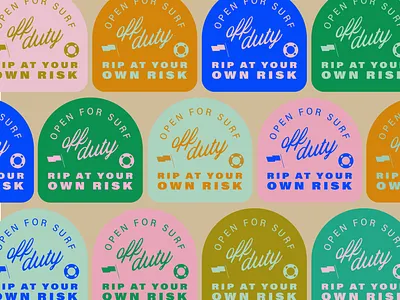 Off Duty Badges badge beach branding flat illustrator lettering surfing type vector