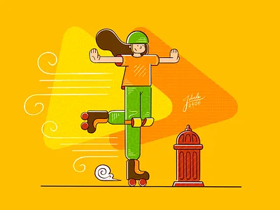 11 - Roller Skating art character drawing flat illustration ipad procreate raster texture vector