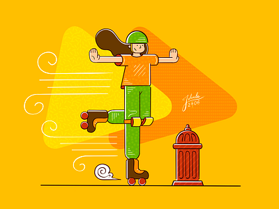 11 - Roller Skating art character drawing flat illustration ipad procreate raster texture vector