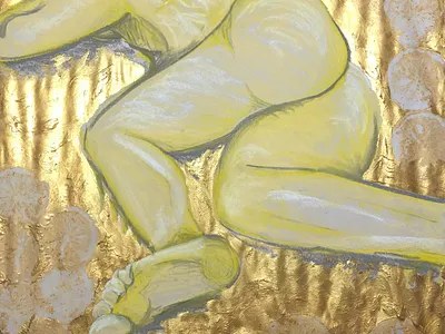 Lemon Squeezy acrylic figure drawing gold golden illustration lemon lemon squeezy lemons life drawing naked nude pastels