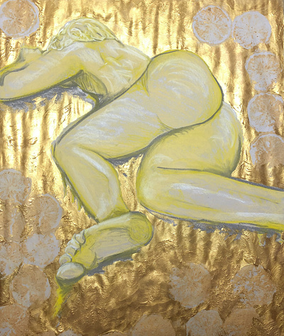 Lemon Squeezy acrylic figure drawing gold golden illustration lemon lemon squeezy lemons life drawing naked nude pastels