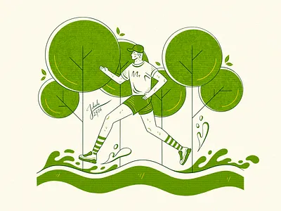 12 - Running In The Park art character drawing flat illustration ipad procreate raster texture vector