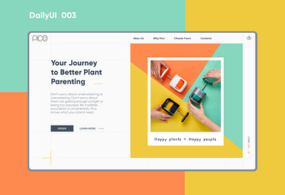 Daily UI 003. Landing page for product bright challenge colorful daily ui dailyui dailyui 003 design grid happy landing landingpage plant poster product productpage simple ui