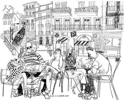 Lisbon scketch cityscape drawing illustration pencil scketch travel