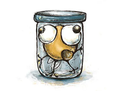 Quarantine blue fly freehand drawing gray illustration illustration art