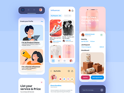 Influencer App app dashboard design designs gif icon illustration ui ux vector