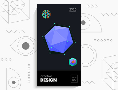 3D Geometric colored shapes line