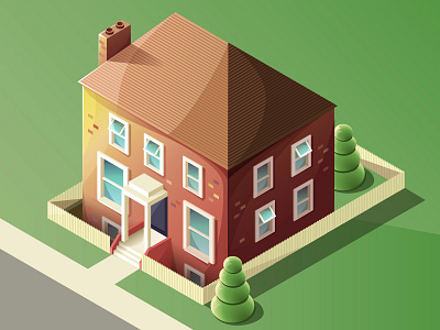 Isometric house (view from window) adobe illustrator house house illustration illustration isometric isometric illustration trees vector vector illustration wip