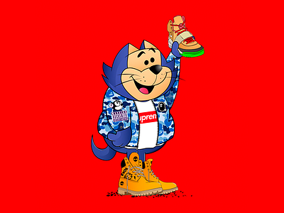 benito bape benito cat character illustration nike pandilla sneakers timberland