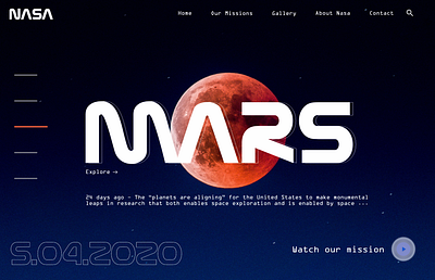 Mars Nasa Landing page app branding design icon illustration illustrator ui ux vector web