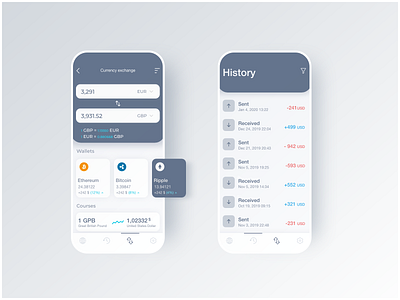 Money Exchange UI / Day #2 UI Challenge clean design crypto crypto currency crypto exchange crypto wallet cryptocurrency exchange exchange app flat design flat ui graphic design interface ios app minimal minimal design minimal toolbar money app quarantine ui ux
