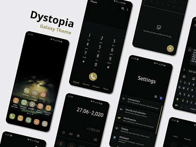 Dystopia | Samsung Gaxy Theme android app android app design android theme android ui galaxy theme icons interface samsung samsung galaxy samsung theme ui ux wallpaper