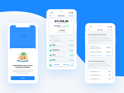 Digit.co Retirement apps bank banking branding clean design finance fintech interface ios minimal mobile product design typography ui userinterface ux