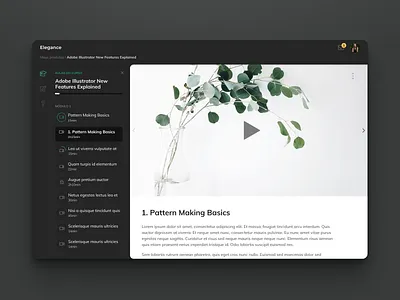Online Course Platform Concept dark ui e learning ui ui design video