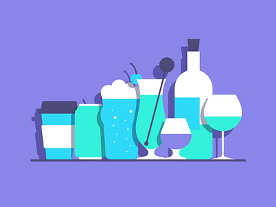 Drinks beer beer can brandy cocktail cocktail glass coffee coffee cup drinks flat flat illustration hurricane glass illustration vector wine wine bottle wine glass