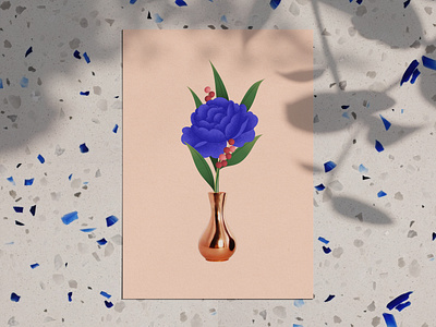 Flower illustration brass candy card copper flower gritty illustration leaves montage rose stipple stipple shading terrazzo texture vector