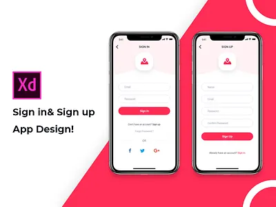 Sign in & Sign up App Design app app design application kit logo screen shot sign up simple single page singnin ui ux ux ui uxui xd design