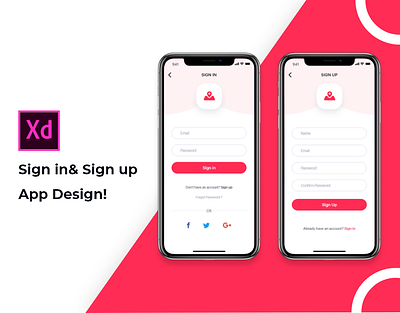 Sign in & Sign up App Design app app design application kit logo screen shot sign up simple single page singnin ui ux ux ui uxui xd design