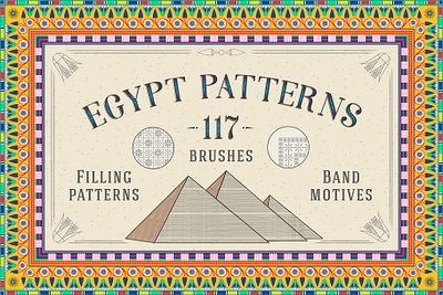 117 Egypt Patterns Brushes & Swatches africa ai ancient band motives brush brushes egypt eps filling illustrations illustrator pattern patterns photoshop png raster svg swatches tif vector