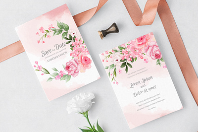 Beautiful Floral Wreath Wedding Invitation Card Template abstract anniversary art artistic artwork background beautiful blossom border bouquet card celebration ceremony date decoration decorative design elegant element floral