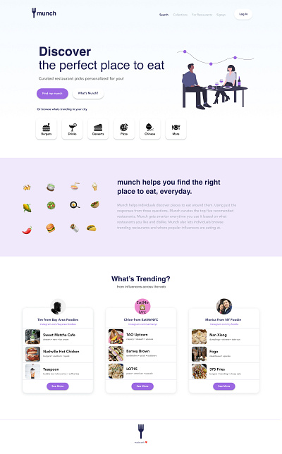 Munch - Crafting a better restaurant choosing experience eat food generation z ui ux web apps web design website