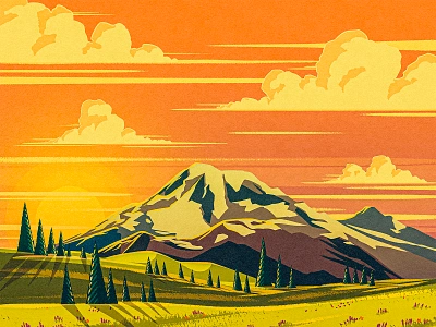 All The Best 2d clouds digital painting golden hour illustration landscape mountain national northwest pacific park pnw procreate rainier seattle sky snow sunset volcano washington