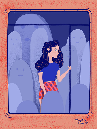 Illustration | Girl commuting commute ghost girl illustration