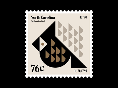 North Carolina stamp updated bird cardinial icon illustration logo nature nc north carolina philately postage stamp stamp symbol