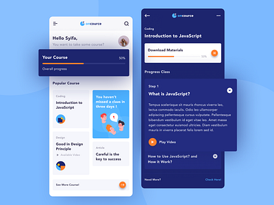 Oncourse - Online Course Application app design apps branding class course design illustration online course ui ux