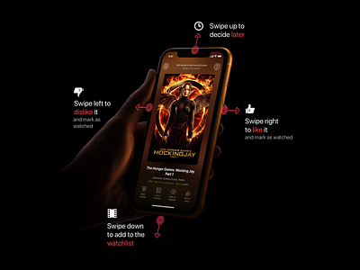 Swipe Gestures on Moviestr app dark ui entertainment gestures ios movies swipe translucency