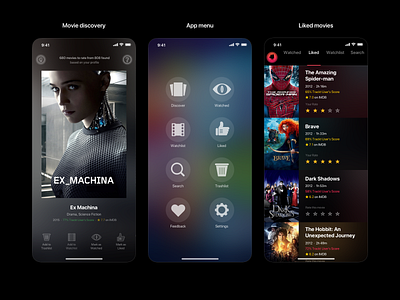 Moviestr iOS App app dark ui entertainment ios mobile movies translucency