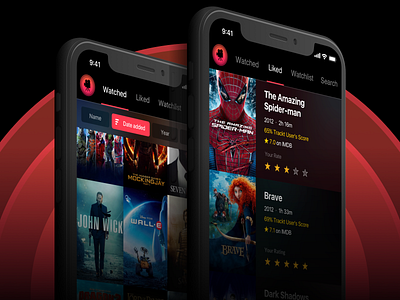 Moviestr iOS App app dark ui entertainment gestures icons imdb ios mobile movies themoviedb trakt translucency