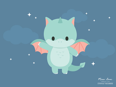 Dragon baby character art childrens book cute design dragon mystical vector vector illustration